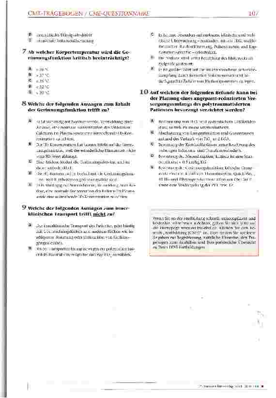 Vorschauseite 2: CME-Frage-Bogen: DIVI 3/2010