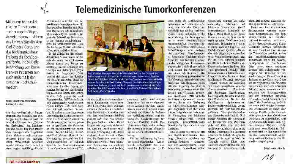 Vorschauseite 1: Telemedizinische Tumorkonferenzen