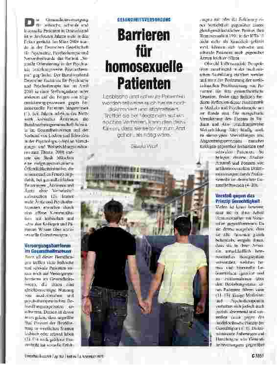 Vorschauseite 1: Barrieren für homosexuelle Patienten