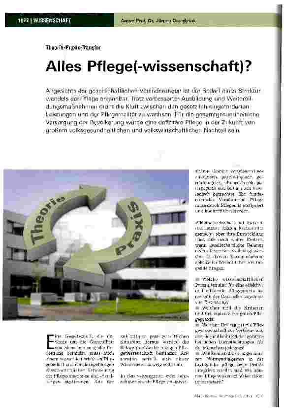 Vorschauseite 1: Alles Pflege(-wissenschaft)?