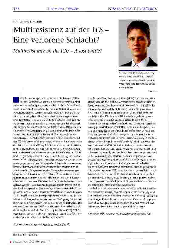 Vorschauseite 1: Multiresistenz auf der ITS Eine verlorene Schlacht?
