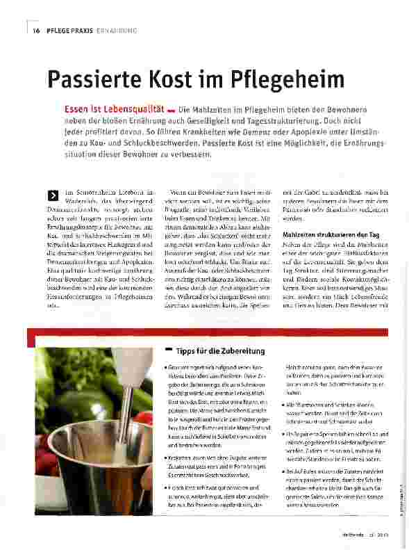 Vorschauseite 1: Passierte Kost im Pflegeheim