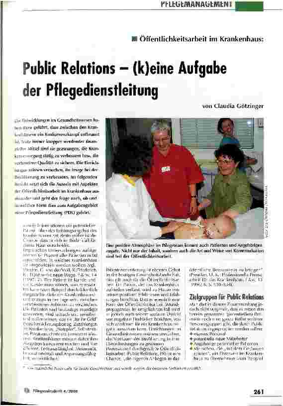 Vorschauseite 1: Public Relations - (k)eine Aufgabe der Pflegedienstleitung