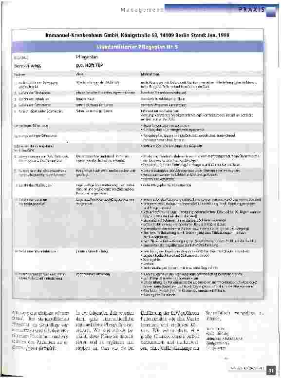 Vorschauseite 2: Standardisierte Pflegepläne Die Sicht der Statinsleitung