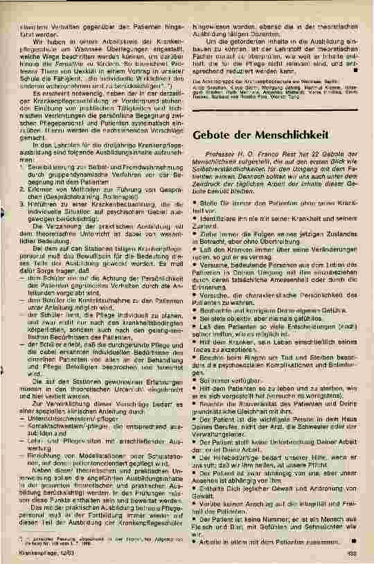 Vorschauseite 2: Humanität in der Krankenpflegeausbildung Vorschläge zur Erreichung des Lernzieles