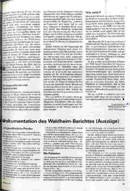 Vorschauseite 4: Waldheim - Politischer Mißbrauch der Psychiatrie in der DDR und der schwierige Versuch der Aufarbeitung