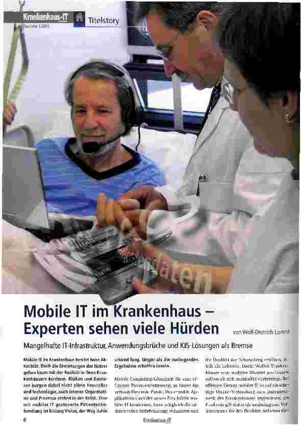 Vorschauseite 2: Mobile IT im Krankenhaus -Experten sehen viele Hürden