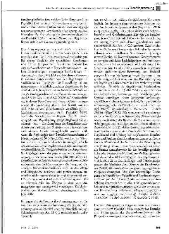 Vorschauseite 6: Keine Kontrollbefugnisse von Besuchskommissionen nach PsychKG in Altenpflegeeinrichtungen