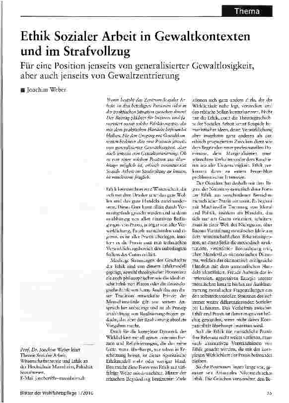 Vorschauseite 1: Ethik Sozialer Arbeit in Gewaltkontexten und im Strafvollzug