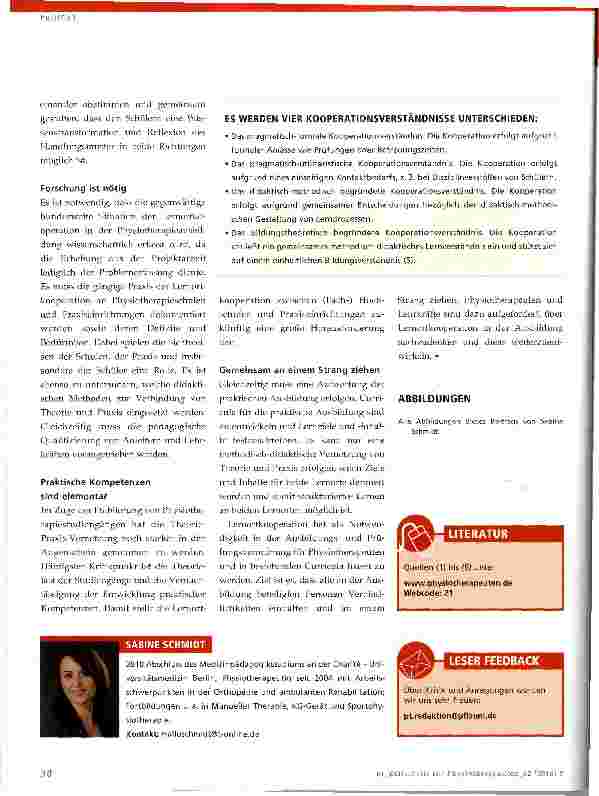 Vorschauseite 4: Reflexionen zur Lernortkooperation in der Physiotherapieausbildung