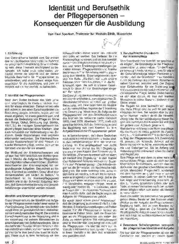 Vorschauseite 1: Identität und Berufsethik der Pflegepersonen - Konsequenzen für die Ausbildung