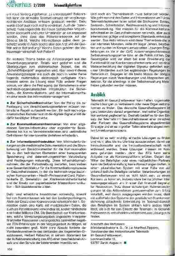 Vorschauseite 5: Entwicklung einer einheitlichen Telematikplattform für das Gesundheitswesen