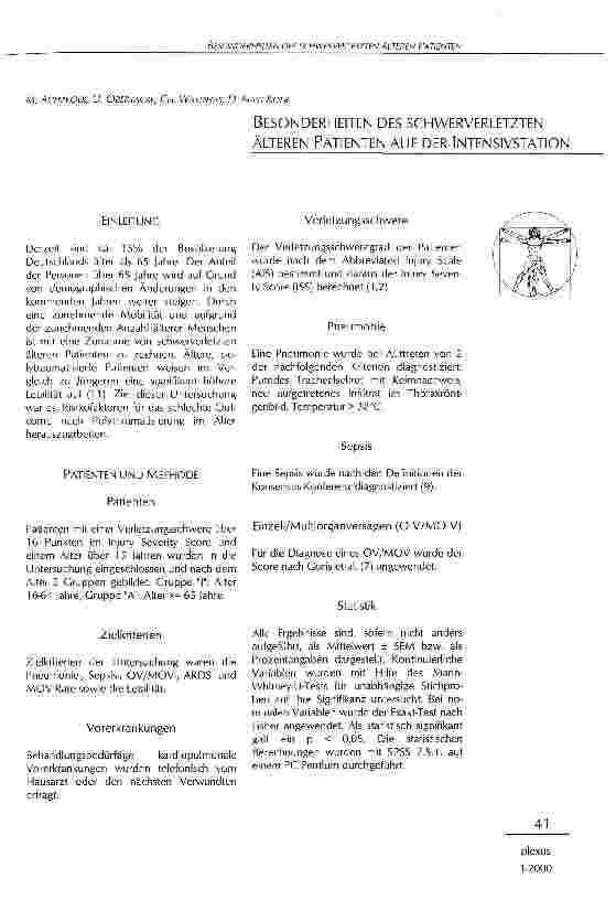 Vorschauseite 1: Besonderheiten des schwerverletzten älteren Patienten auf der Intensivstation