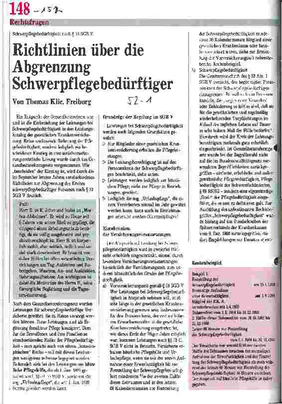 Vorschauseite 1: Richtlinien über die Abgrenzung Schwerpflegebedürftiger
