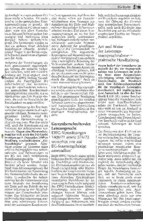 Vorschauseite 2: EG-Recht als Grundlage der Leistungsverpflichtung der gesetzlichen Krankenversicherungen