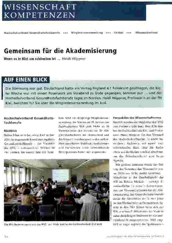 Vorschauseite 1: Gemeinsam für die Akademisierung