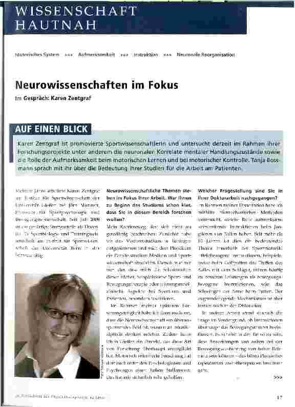 Vorschauseite 1: Neurowissenschaften im Fokus