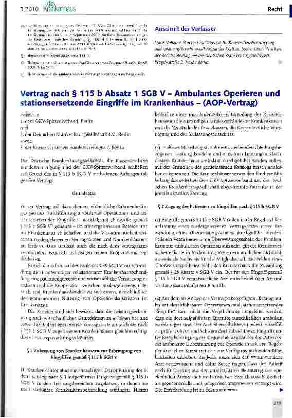 Vorschauseite 4: Erbringung von ambulanten Operationen und Stationsersetzenden Leistungen nach § 115 b SCB V im Jahr 2010
