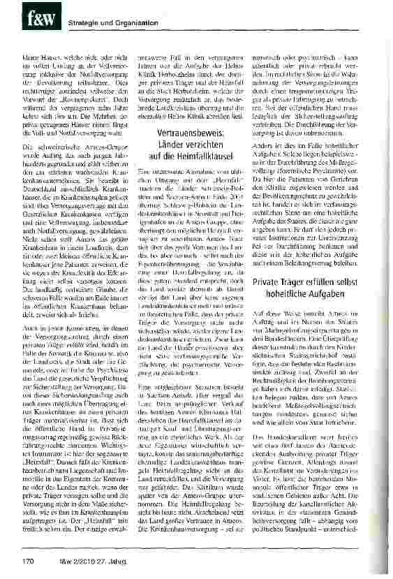 Vorschauseite 2: Private Krankenhäuser sichern den öffentlichen