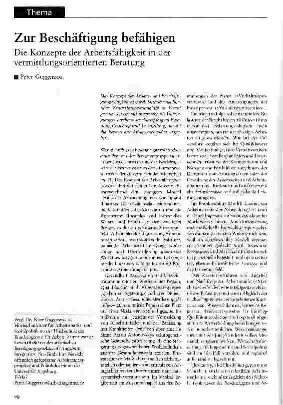 Vorschauseite 1: Zur Beschäftigung befähigen
