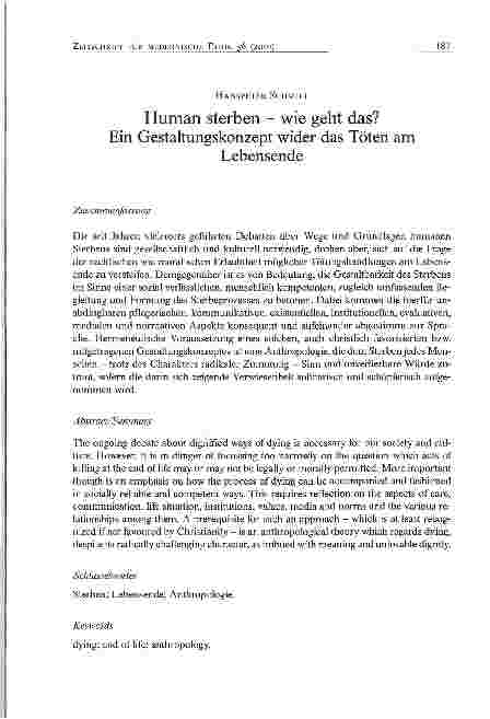 Vorschauseite 1: Human sterben - wie geht das? Ein Gestaltungskonzept wider das Töten am Lebensende