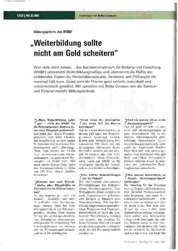 Vorschauseite 1: Weiterbildung sollte nicht am Geld scheitern