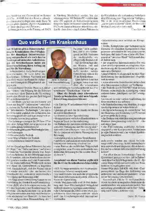 Vorschauseite 3: Digitale Bildkommunikation in Nürnberg Radiologie setzt auf innovative Web-Technologie