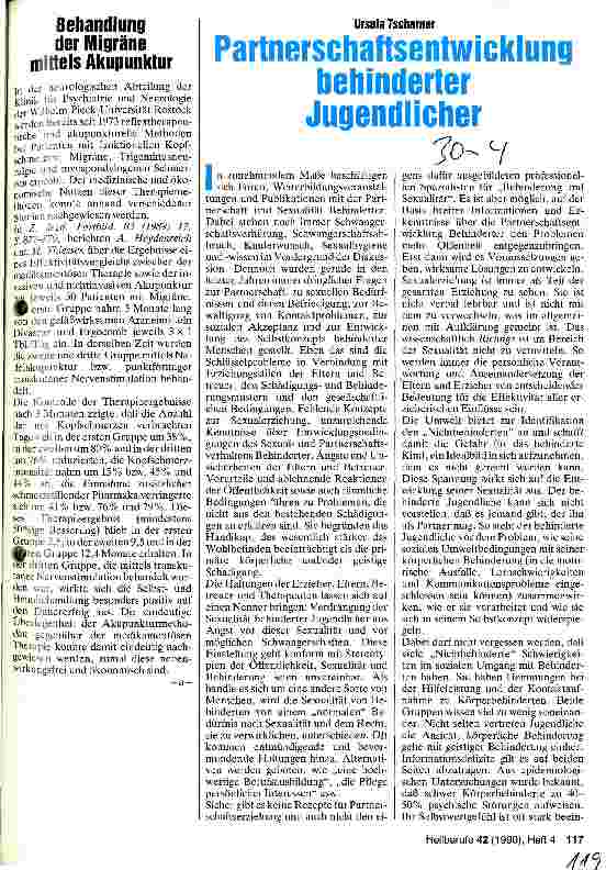 Vorschauseite 1: Partnerschaftsentwicklung behinderter Jugendlicher