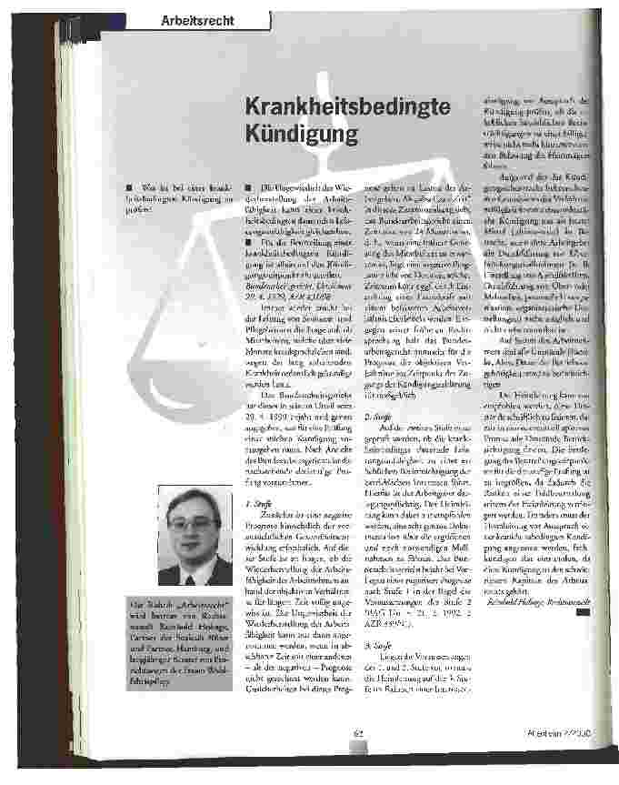 Vorschauseite 1: Krankheitsbedingte Kündigung