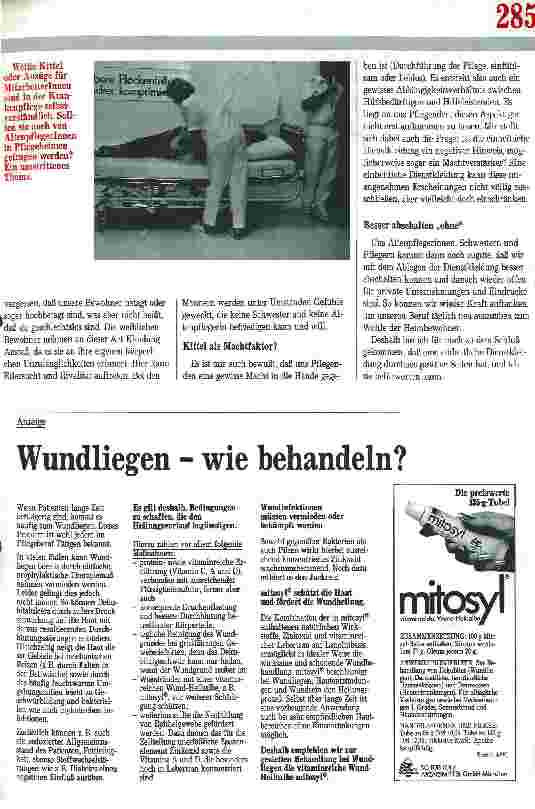Vorschauseite 2: Diskussionspunkt: Dienstkleidung. Hilfe, was soll ich heute anziehen? Waschbare Kittel in der Altenpflege? Eine Mitarbeiterin sagt: Ja.