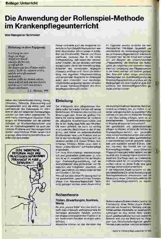 Vorschauseite 1: Die Anwendung der Rollenspiel-Methode im Krankenpflegeunterricht