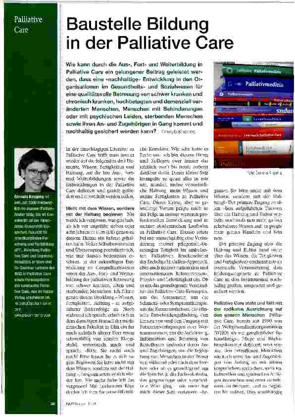 Vorschauseite 1: Baustelle Bildung in der Palliative Care