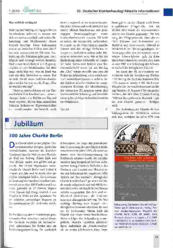 Vorschauseite 1: 300 Jahre Charite Berlin