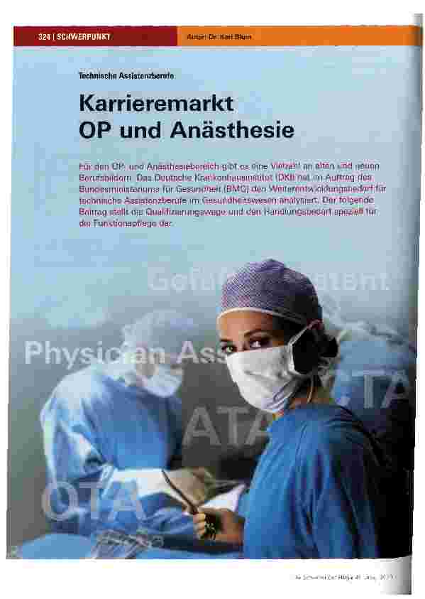 Vorschauseite 1: Karrieremarkt OP und Anästhesie