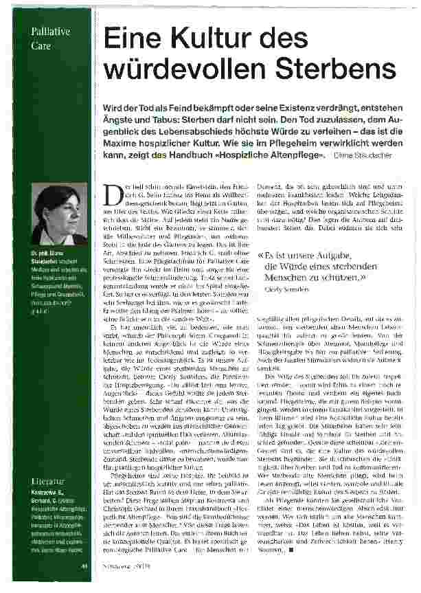 Vorschauseite 1: Eine Kultur des würdevollen Sterbens
