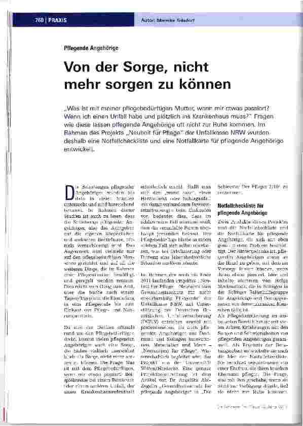 Vorschauseite 1: Von der Sorge, nicht mehr sorgen zu können