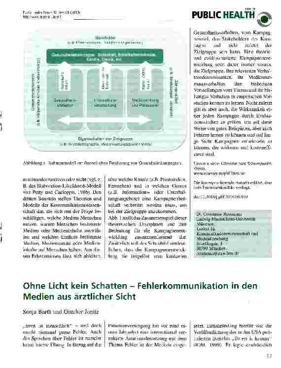 Vorschauseite 1: Ohne Licht kein Schatten - Fehlerkommunikation in den Medien aus ärztlicher Sicht