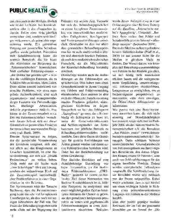 Vorschauseite 2: Ohne Licht kein Schatten - Fehlerkommunikation in den Medien aus ärztlicher Sicht