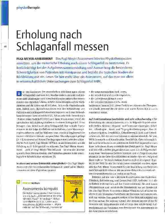 Vorschauseite 1: Erholung nach Schlaganfall messen