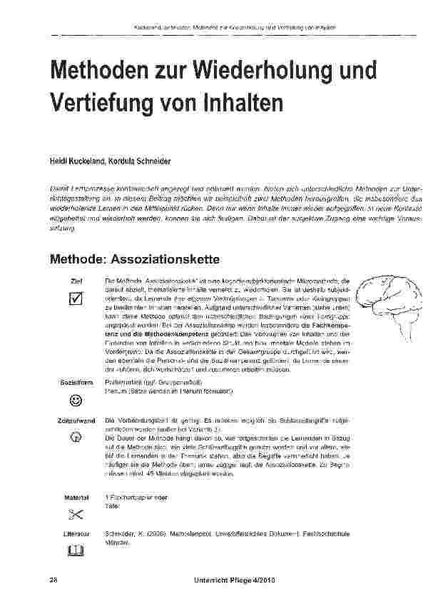Vorschauseite 1: Methoden zur Wiederholung und Vertiefung von Inhalten