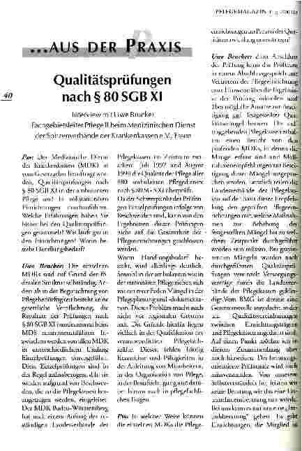 Vorschauseite 1: Qualitätsprüfungen nach § 80 SGB XI