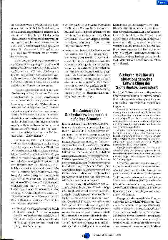 Vorschauseite 3: Sicherheitskultur und nosokomiale Infektionen