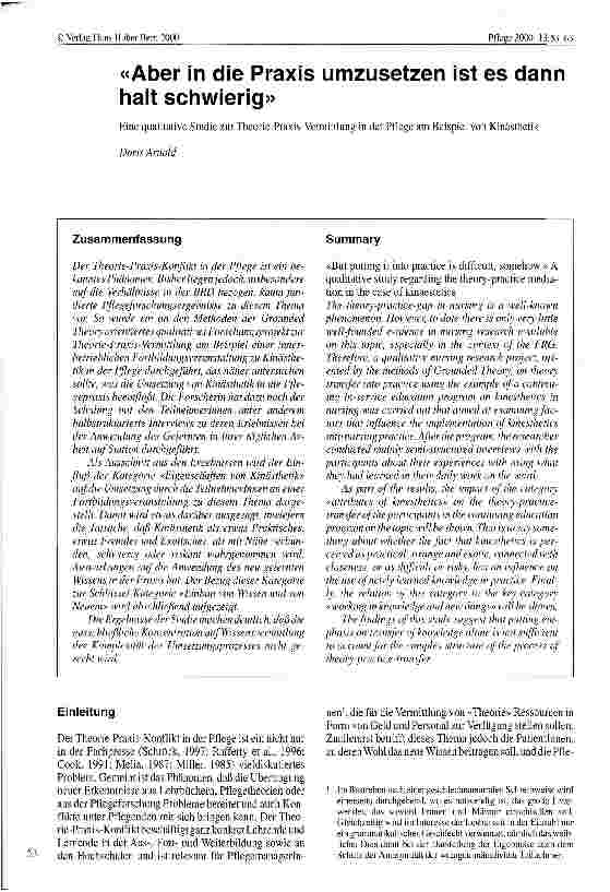 Vorschauseite 1: Aber in die Praxis umzusetzen ist es dann halt schwierig Eine qualitative Studie zur Theorie-Praxis-Vermittlung in der Pflege am Beispiel von Kinästhetik