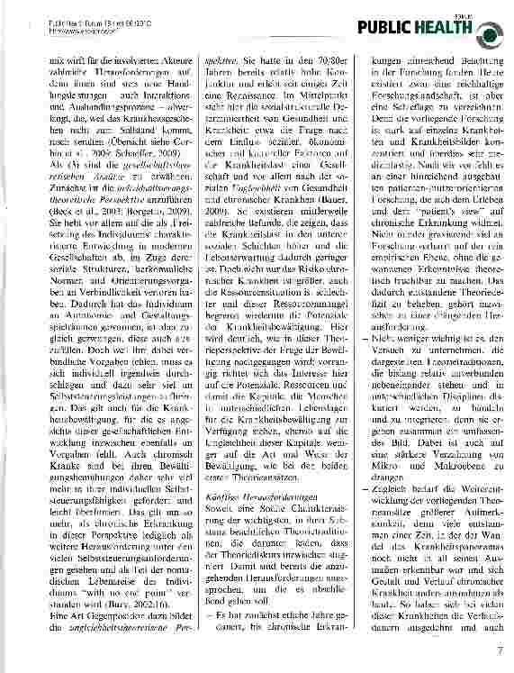 Vorschauseite 2: Bewältigung chronischer Erkrankungen - zur Theoriediskussion