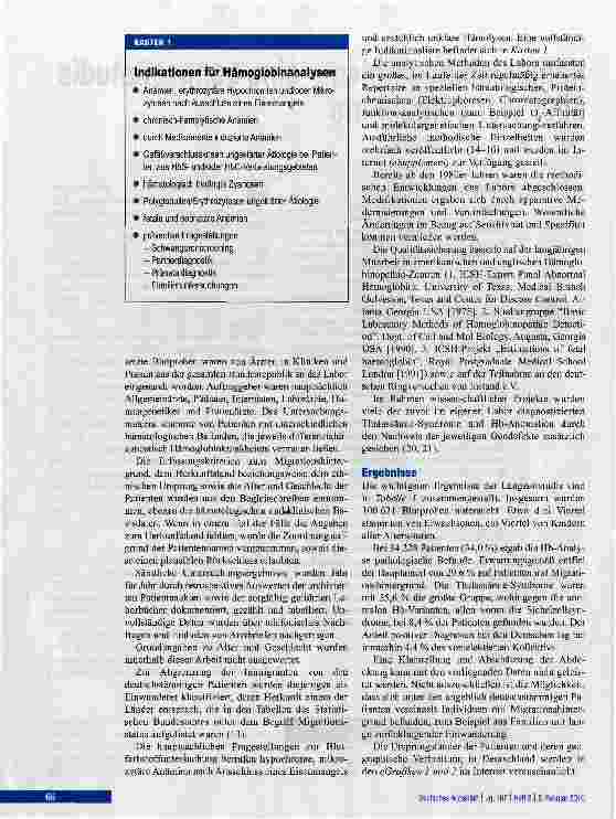 Vorschauseite 2: Hämoglobinopathien - eine Langzeitstudie über vier Jahrzehnte