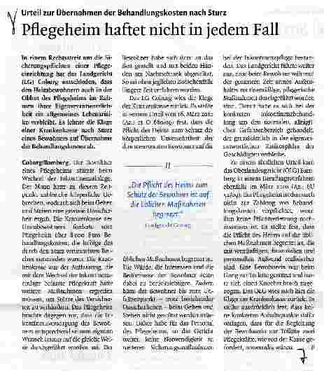 Vorschauseite 1: Pflegeheim haftet nicht in jedem Fall