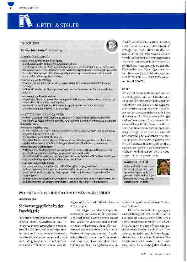 Vorschauseite 3: RECHTSPRECHUNG IN STEUERSACHENSteuerersparnis bei Outsourcing