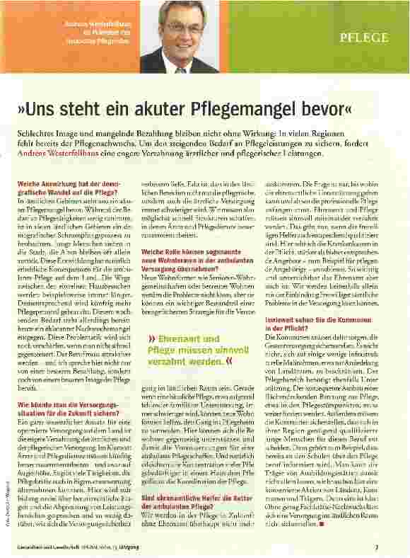 Vorschauseite 1: Uns steht ein akuter Pflegemangel bevor