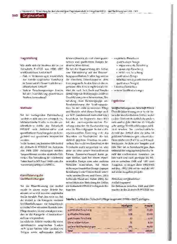 Vorschauseite 2: Entwicklungen der deutschsprachigen Pflegewissenschaft im Spiegel der PFLEGE -Veröffentlichung von 1988-2007