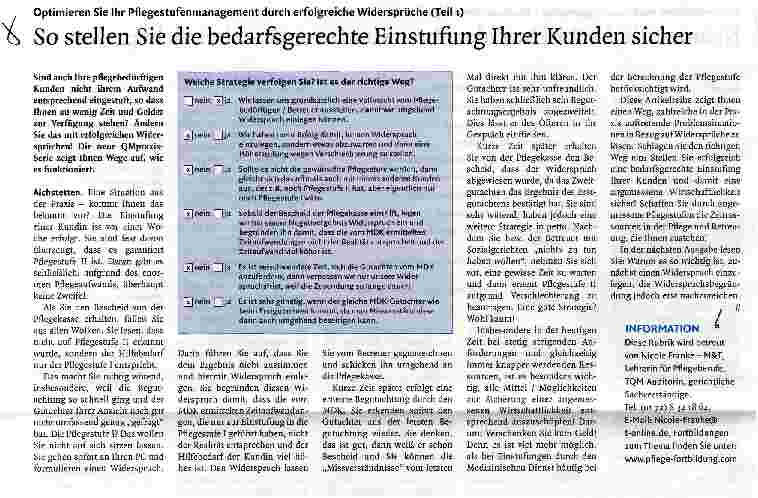 Vorschauseite 1: Optimieren Sie Ihr Pflegestufenmanagement durch erfolgreiche Widersprüche (Teil 1)So stellen Sie die bedarfsgerechte Einstufung Ihrer Kunden sicher